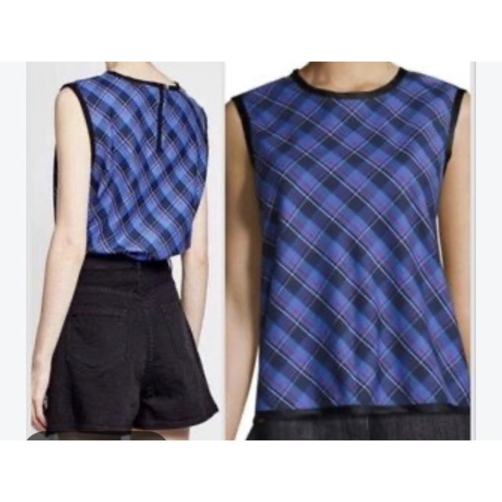 NWT Public School New York Dalya Abia Plaid Blouse Worn On Tv Bull Academia Sz 6